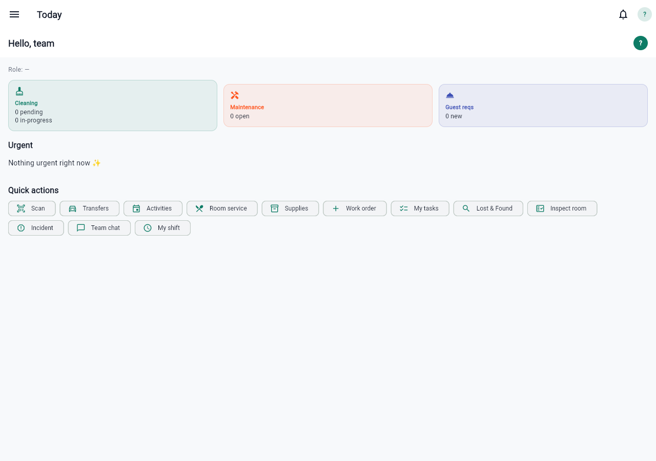 Staff app home